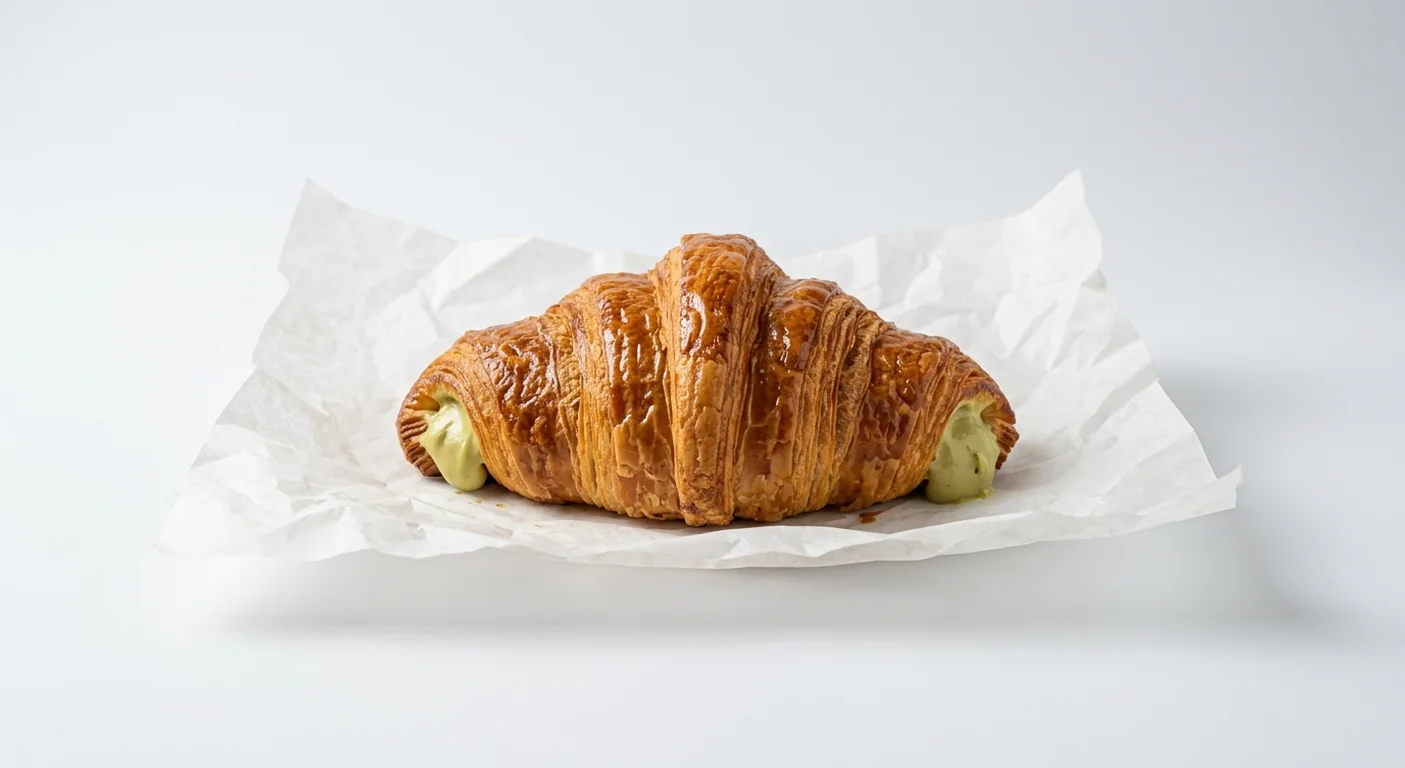 Caffè Nero Pistachio Croissant, croissant with pistachio cream filling at each end, nutrition and calories