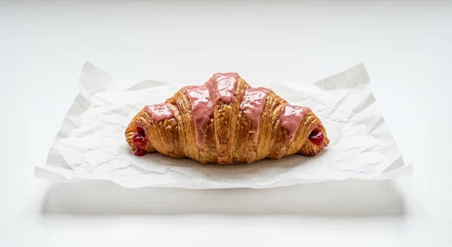 Caffè Nero Raspberry Croissant, plant based croissant with pink raspberry glaze and raspberry jam, nutrition and calories