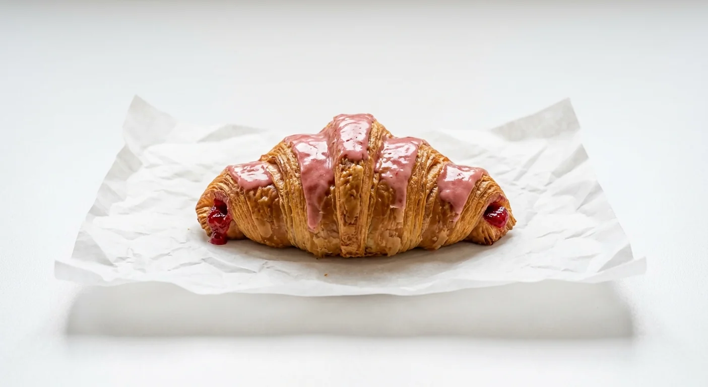 Caffè Nero Raspberry Croissant, plant based croissant with pink raspberry glaze and raspberry jam, nutrition and calories