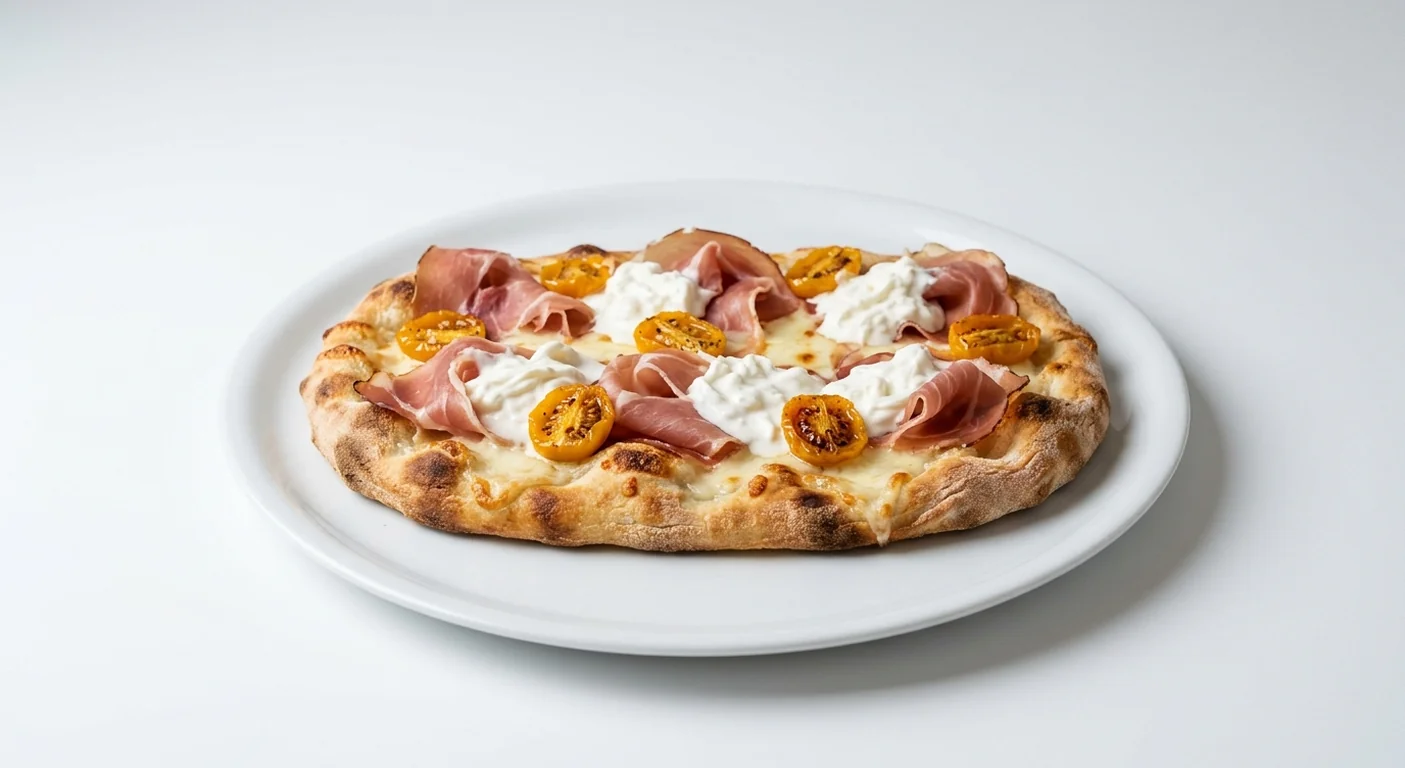 Caffè Nero Italian Prosciutto & Yellow Datterini Tomato Flatbread, flatbread with prosciutto, stracciatella and yellow tomatoes, nutrition and calories