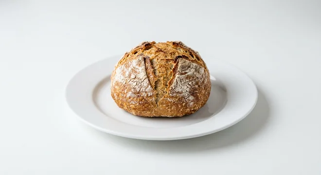 Caffè Nero Sourdough Bread Roll, crusty round sourdough roll on a white plate, nutrition and calories