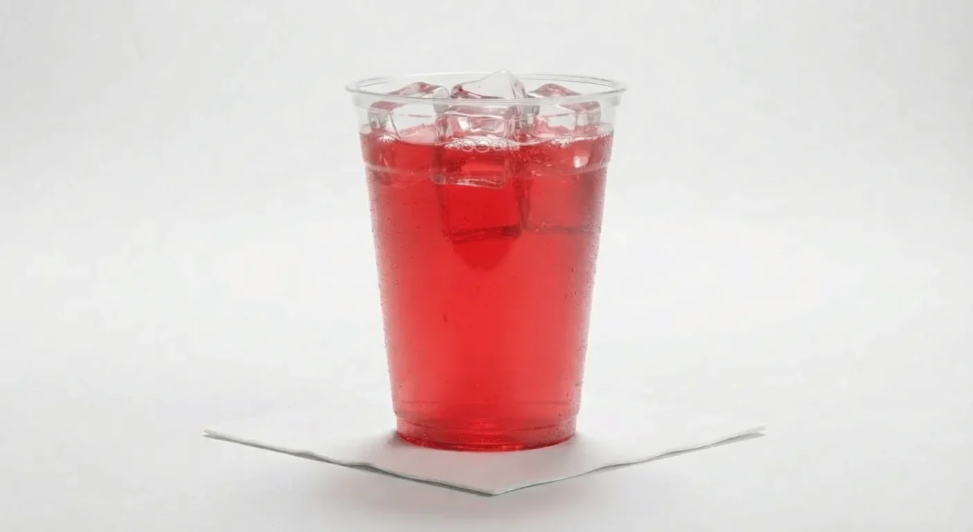 Taco Bell Robinsons Apple and Blackcurrant (Regular), red apple and blackcurrant squash over ice in a clear cup, nutrition and calories
