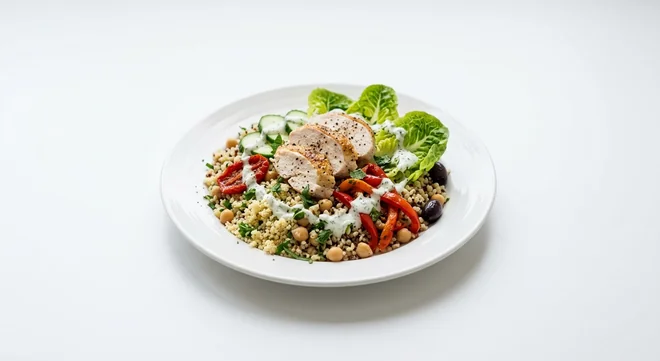 Caffè Nero Chicken & Mixed Grain Salad, grain salad with roast chicken, chickpeas, peppers and cucumber mint mayo, nutrition and calories