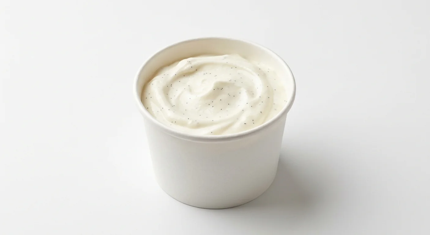 Caffè Nero Tim's Vanilla Yogurt, Greek style yoghurt flecked with vanilla seeds in a white pot, nutrition and calories