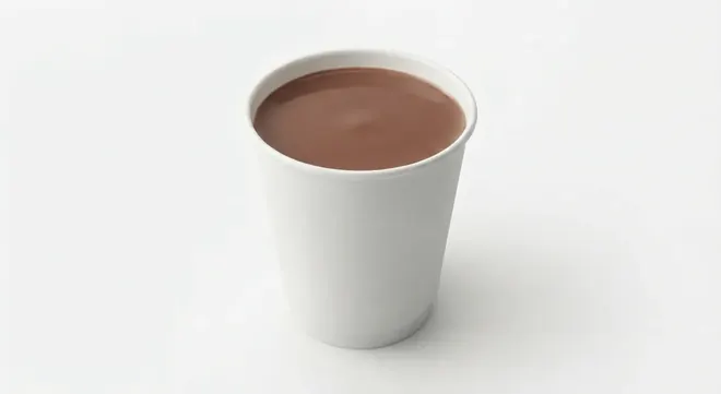 Caffè Nero Hot Chocolate (Grande, Soya Milk), hot chocolate in a plain white paper cup, nutrition and calories