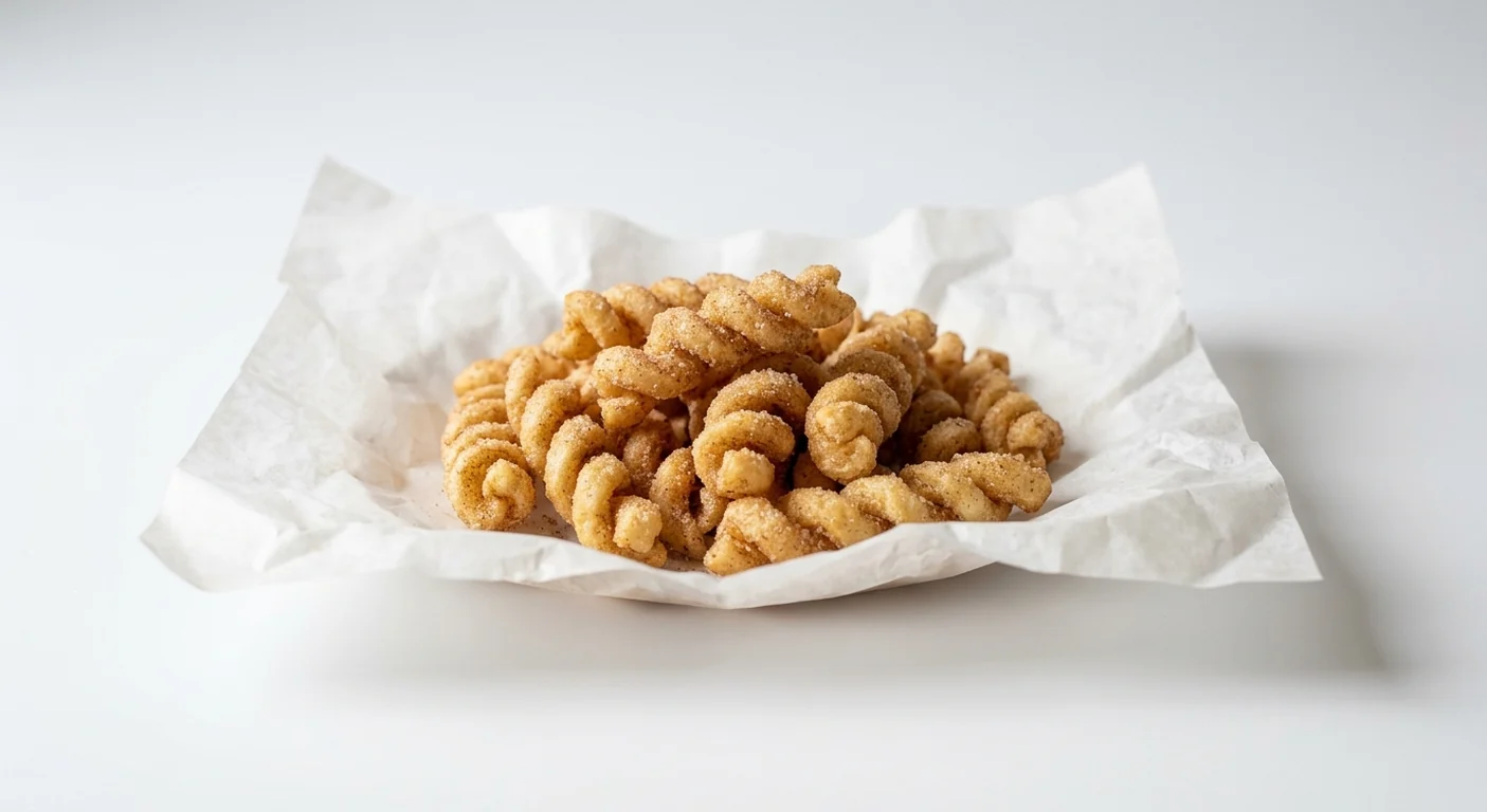 Taco Bell Grande Cinnamon Twists, cinnamon sugar twists on white paper, nutrition and calories