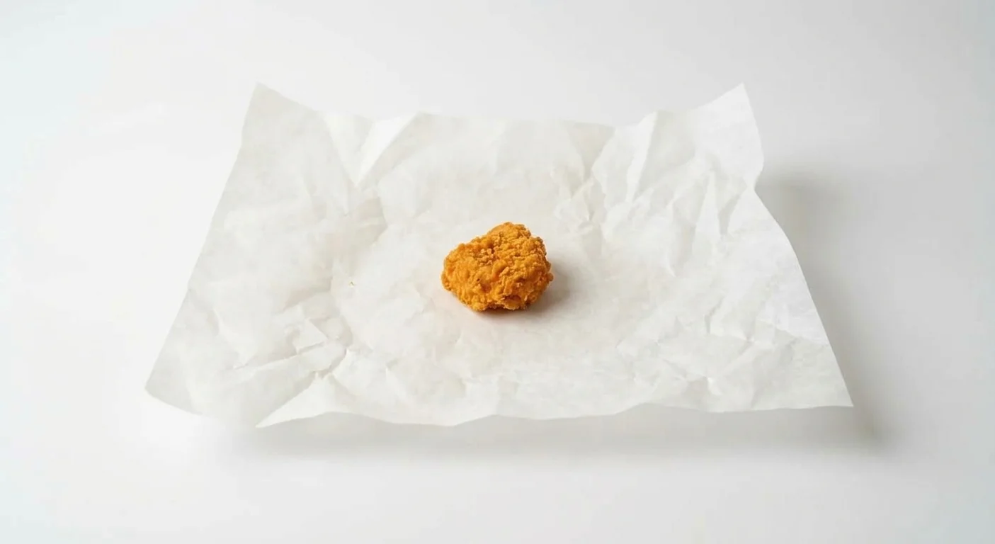 Taco Bell Chicken Bite (1), 1 crispy chicken bite on white paper, nutrition and calories
