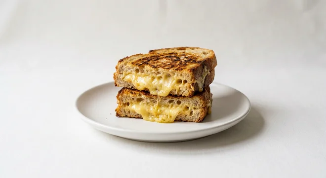 GAIL's House Grilled Cheese, melted cheese sourdough toastie on a white plate, nutrition and calories