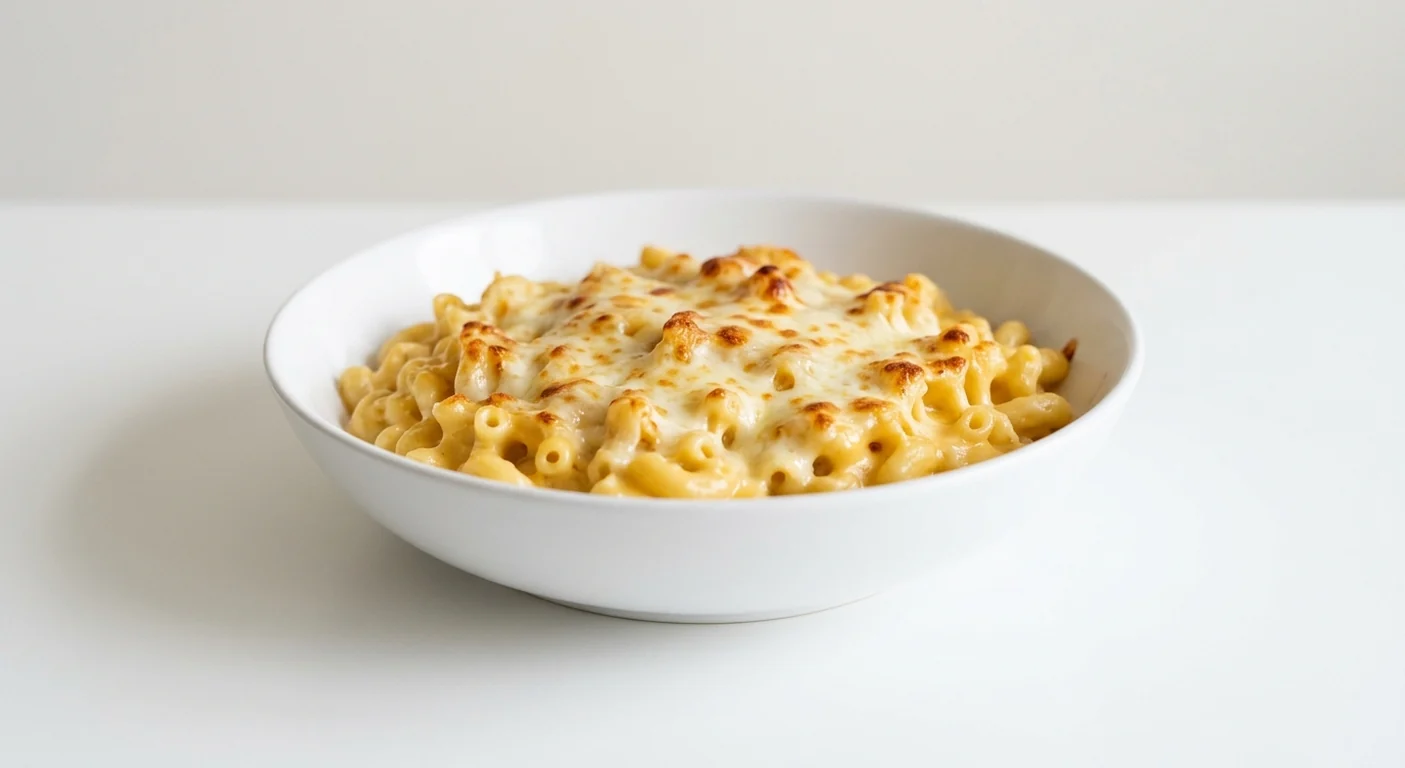 Pizza Hut Classic Mac 'N' Cheese, baked macaroni cheese topped with melted mozzarella in a white bowl, nutrition and calories