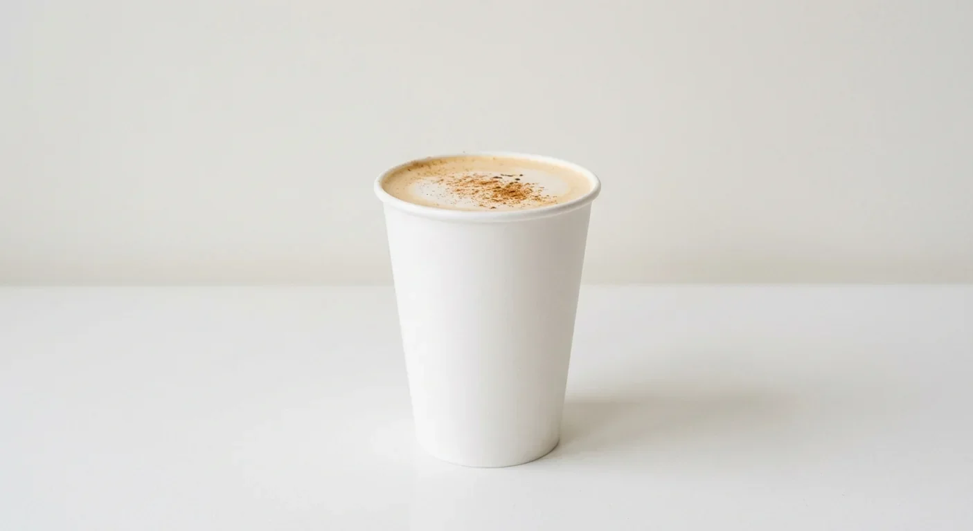 GAIL's Chai Latte, chai latte with spiced foam in a plain white paper cup, nutrition and calories