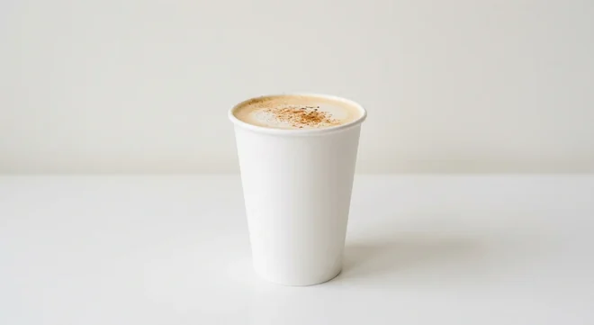 GAIL's Chai Latte (Soya Milk), chai latte with spiced foam in a plain white paper cup, nutrition and calories
