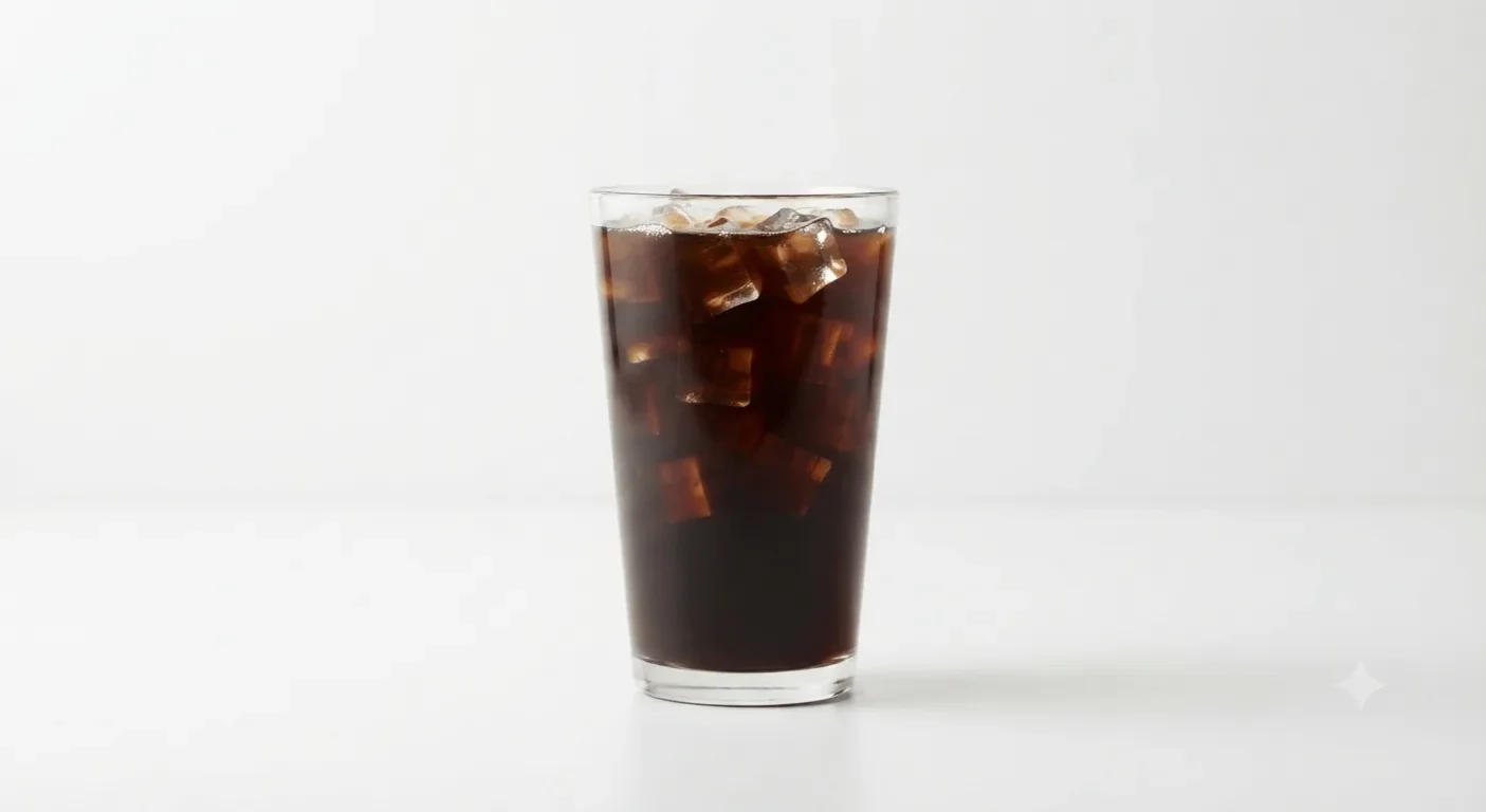 GAIL's Bakery Cold Brew - Black, black cold brew coffee over ice in a clear glass, nutrition and calories