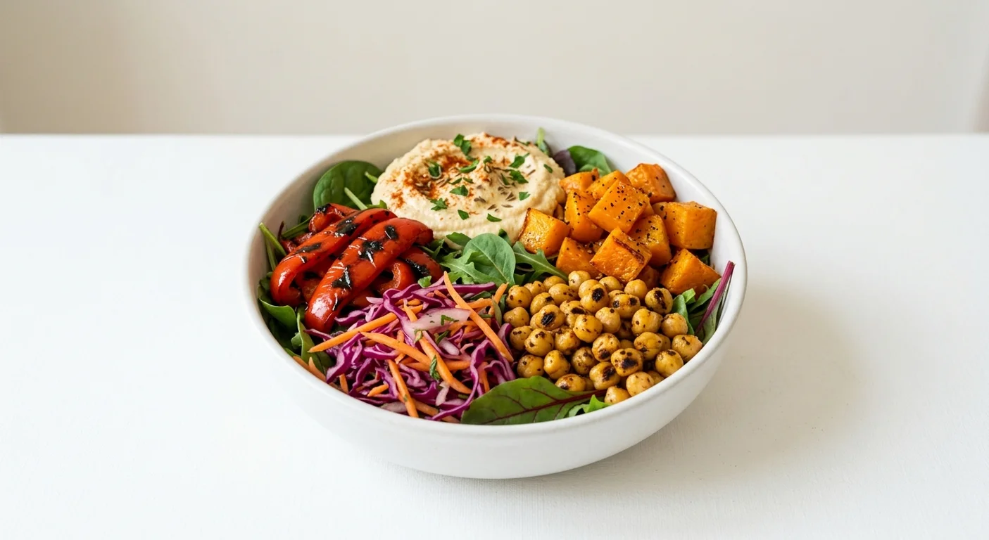 Pret A Manger Butternut & Humous Side Salad, butternut, humous and chickpea side salad in a bowl, nutrition and calories