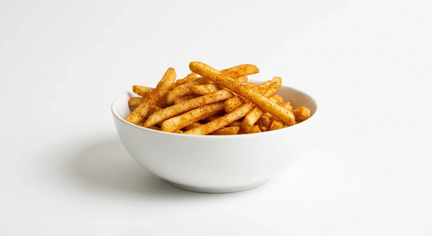 Pizza Hut Fries, seasoned fries in a white bowl, nutrition and calories