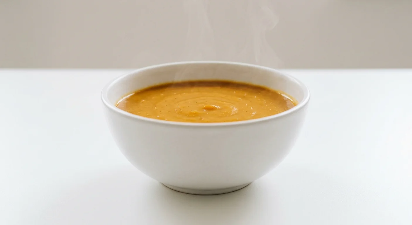 Pret A Manger Butternut Masala Soup, smooth spiced butternut masala soup in a deep bowl, nutrition and calories