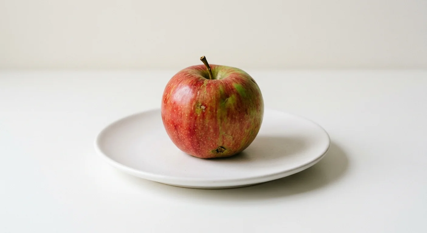 Pret A Manger Apple, whole red apple on a white plate, nutrition and calories