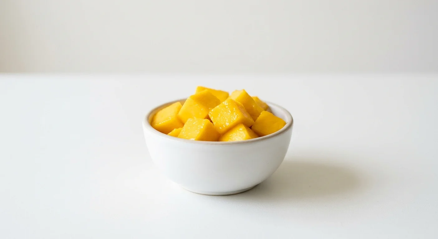Pret A Manger Pret A Mango, mango chunks in a small bowl, nutrition and calories