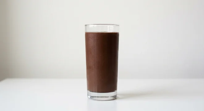 Pret A Manger Frozen Hot Chocolate, blended frozen hot chocolate in a clear glass, nutrition and calories