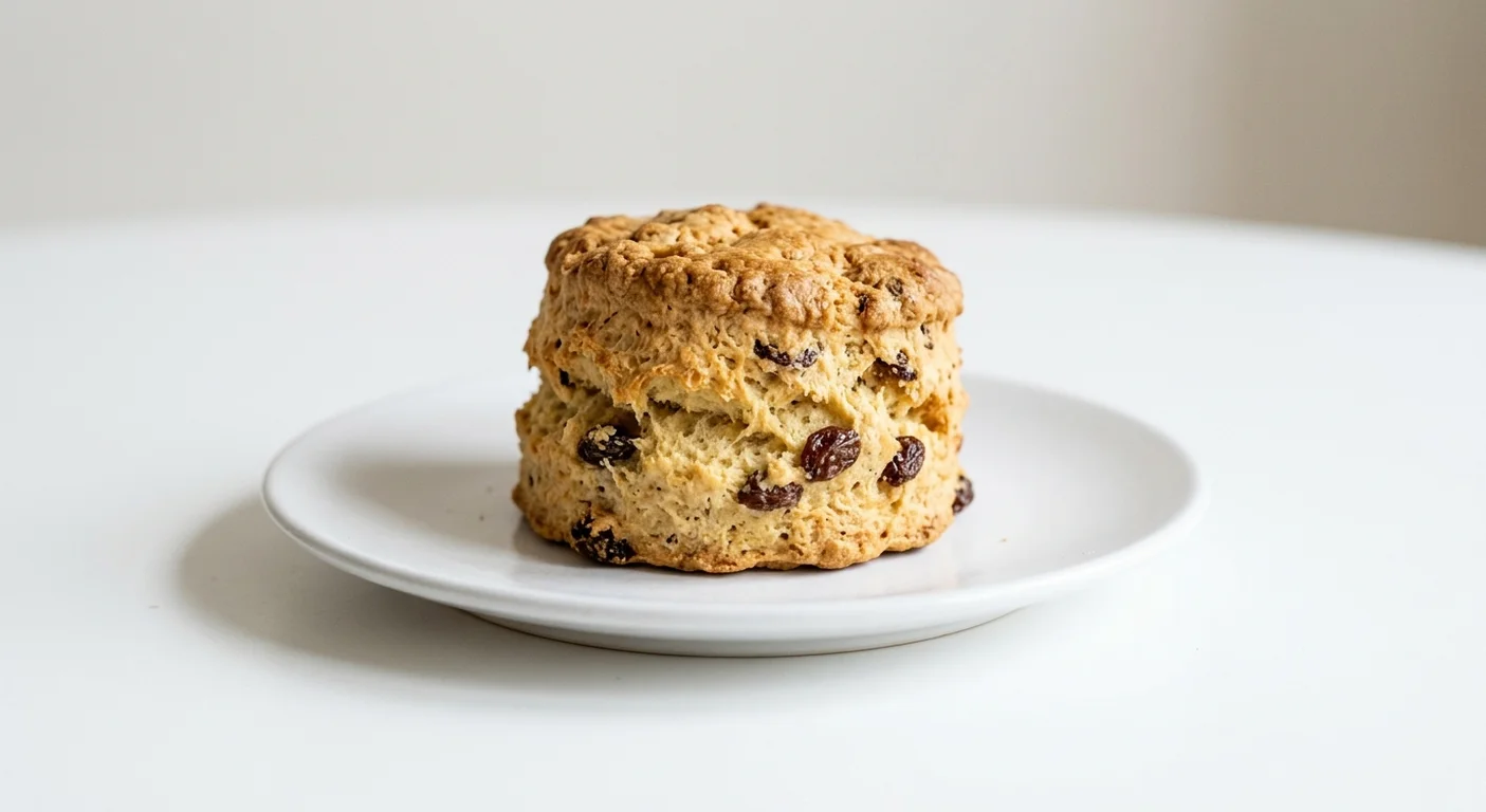 GAIL's Sultana Scone, golden sultana scone on a white plate, nutrition and calories