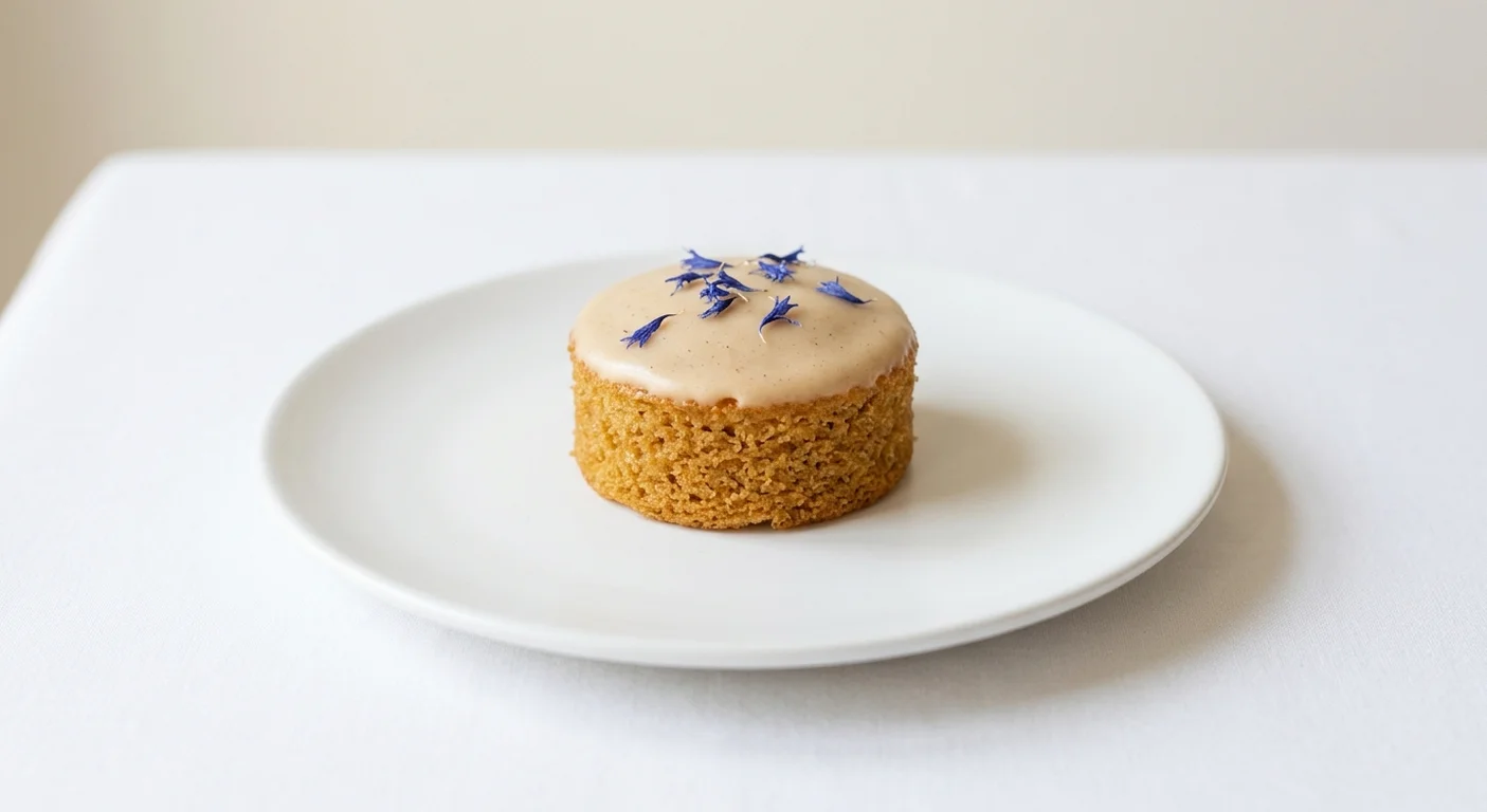 GAIL's Honey Cake, small honey cake with cornflower petals on a white plate, nutrition and calories