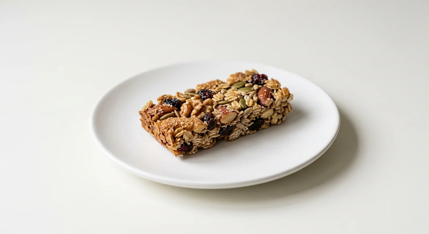 GAIL's Granola Bar, chewy granola bar on a white plate, nutrition and calories