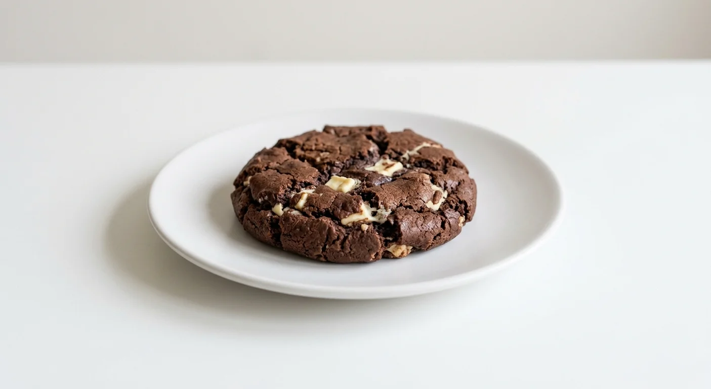 GAIL's Reverse Chocolate Chunk Cookie, dark chocolate cookie with white chocolate chunks on a white plate, nutrition and calories