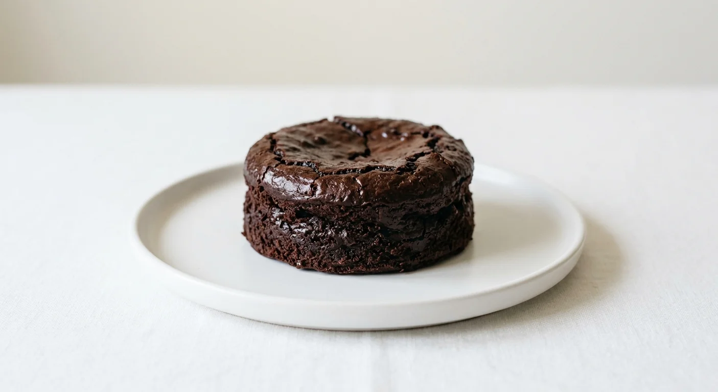 GAIL's Chocolate and Extra Virgin Olive Oil Mousse Cake, individual dark chocolate mousse cake on a white plate, nutrition and calories