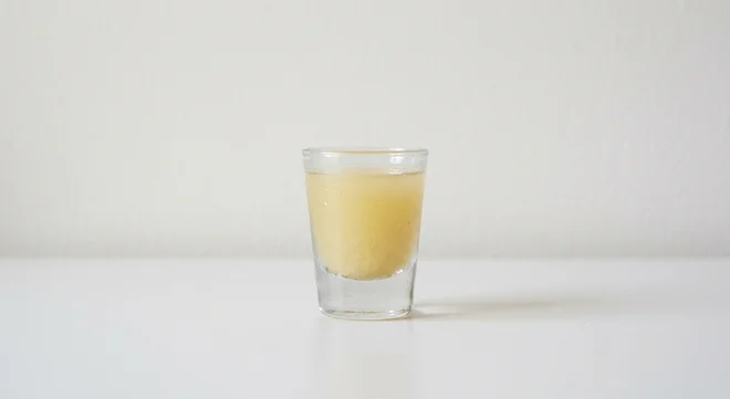 Pret A Manger Ginger Shot, ginger shot in a small glass, nutrition and calories