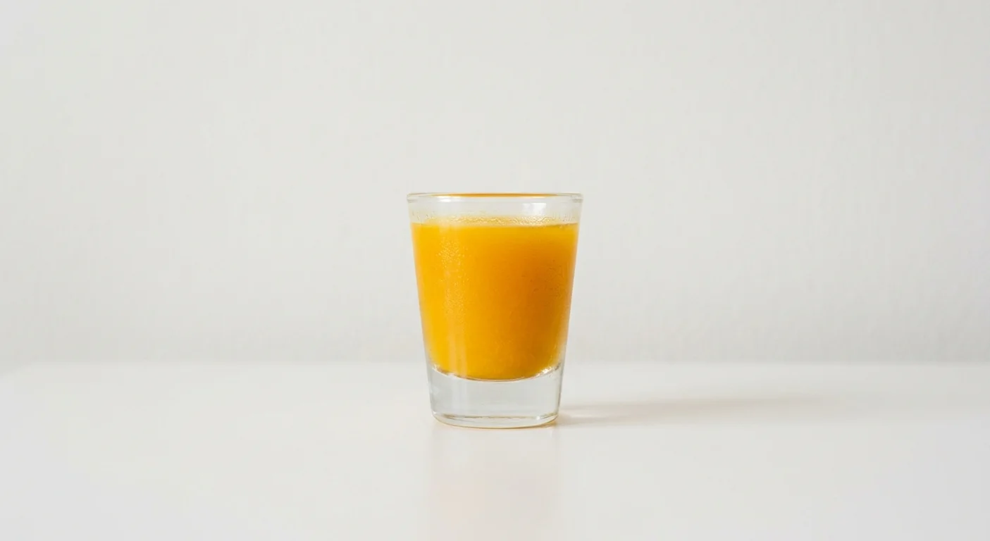 Pret A Manger Hot Shot, orange turmeric shot in a small glass, nutrition and calories