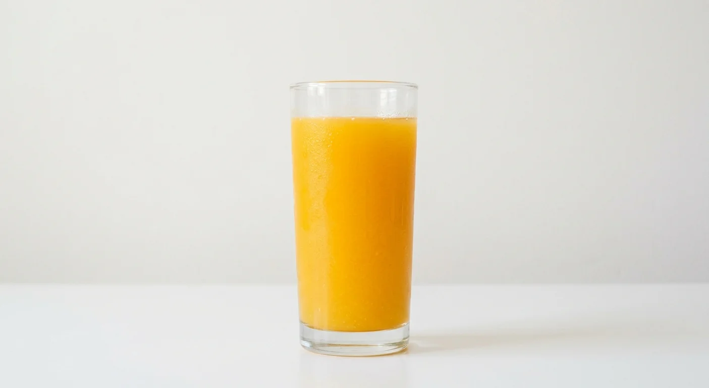 Pret A Manger Orange Juice, orange juice in a clear glass, nutrition and calories