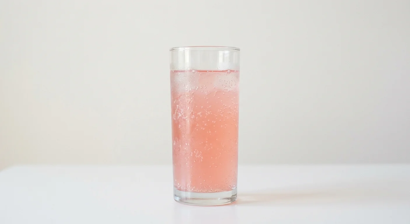 Pret A Manger Raspberry Lemonade Cooler, pink lemonade cooler in a clear glass, nutrition and calories
