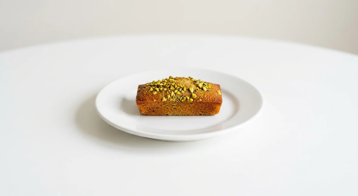 GAIL's Pistachio Financier, pistachio financier on a white plate, nutrition and calories