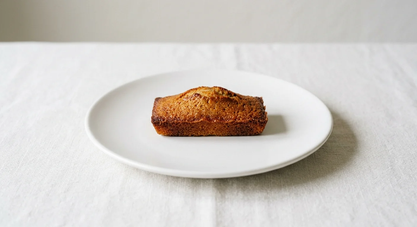 GAIL's Brown Butter Financier, brown butter financier on a white plate, nutrition and calories