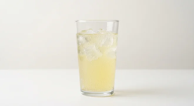 GAIL's Rapscallion Burnt Lemon, pale hazy lemon soda over ice in a clear glass, nutrition and calories