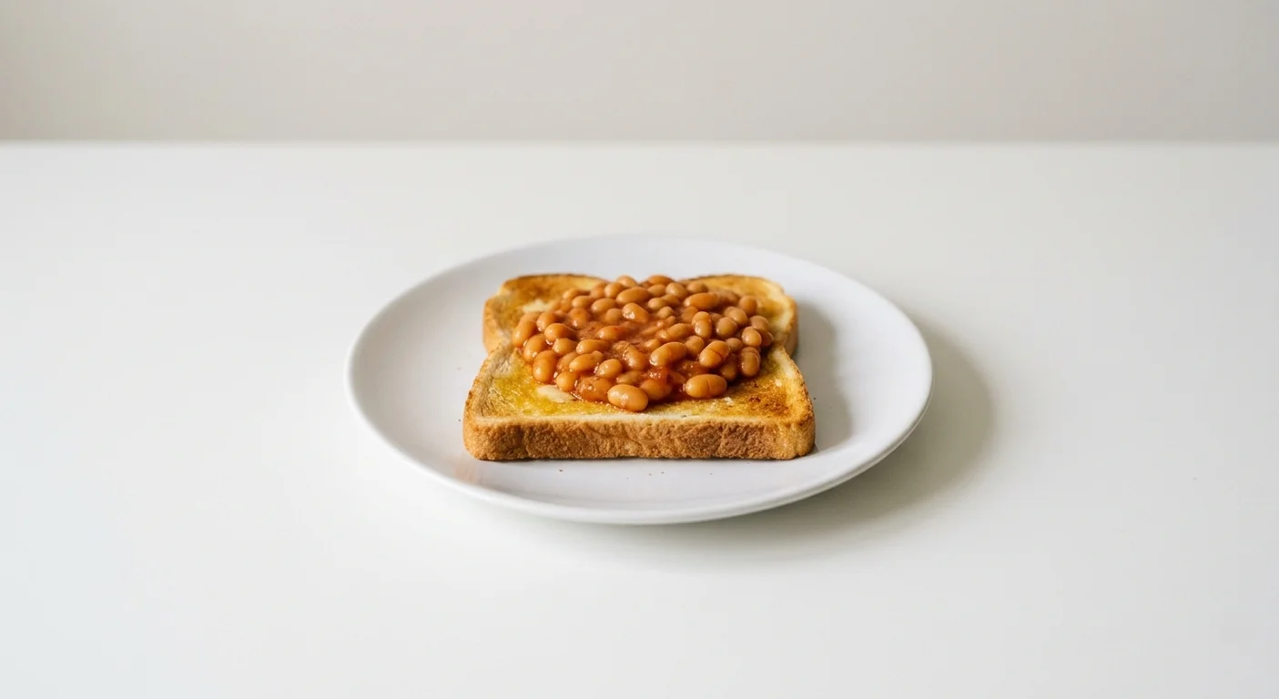 Wetherspoon Small Beans on Toast, baked beans on a slice of toast on a white plate, nutrition and calories