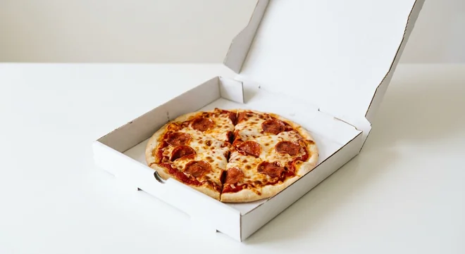 Domino's Gluten Free Pepperoni Passion, whole gluten-free pizza with pepperoni in a takeaway pizza box, nutrition and calories