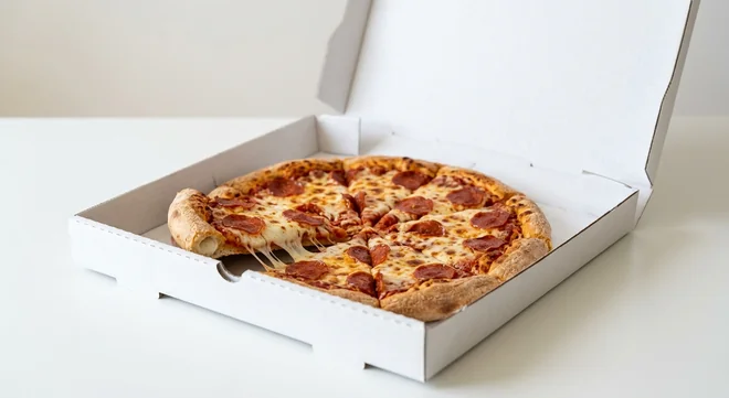 Domino's Pepperoni Passion (Stuffed Crust), whole Stuffed Crust pizza with pepperoni in a takeaway pizza box, nutrition and calories