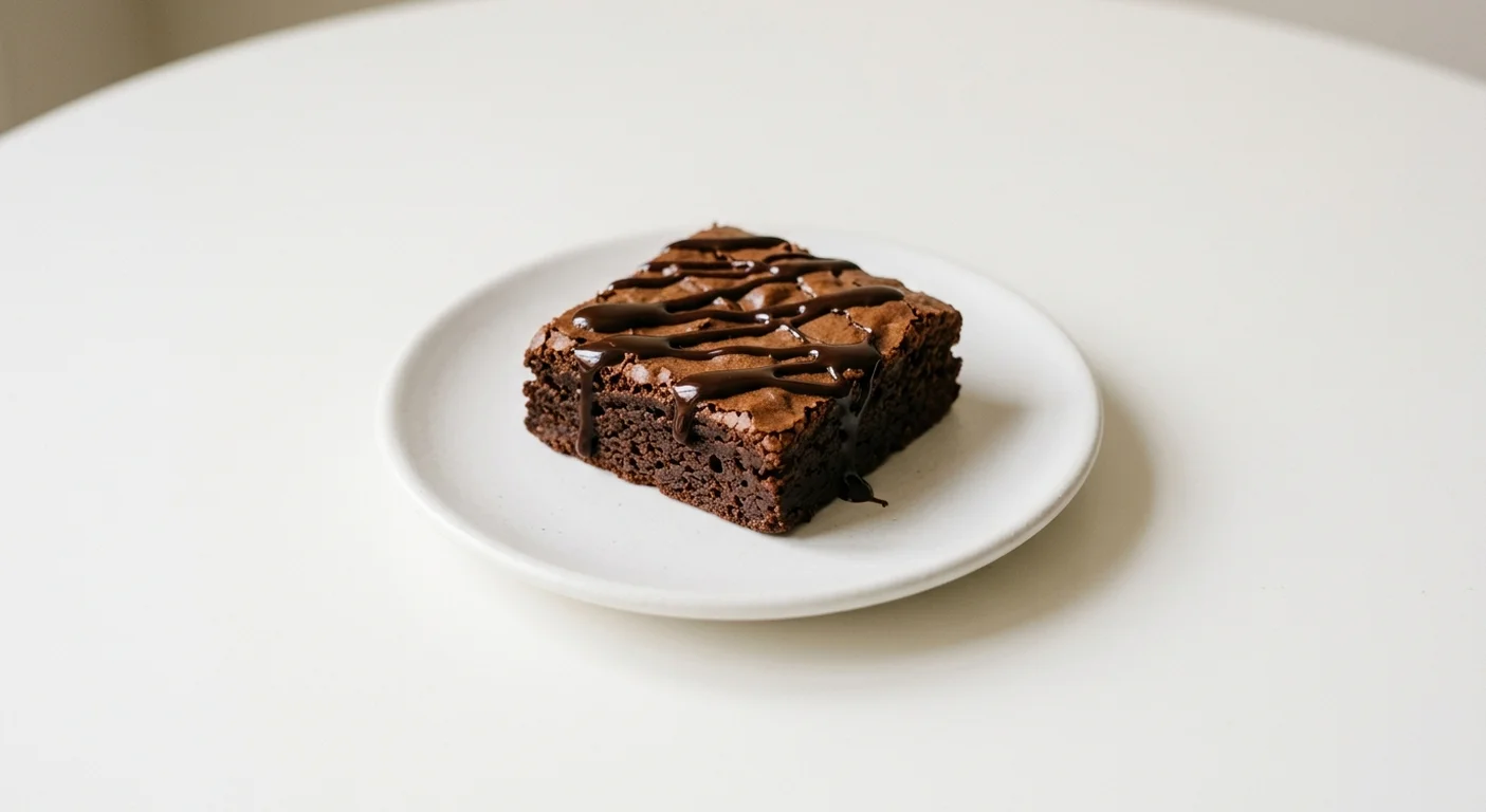 Wetherspoon Mini Warm Chocolate Brownie, warm chocolate brownie with chocolate sauce on a white plate, nutrition and calories