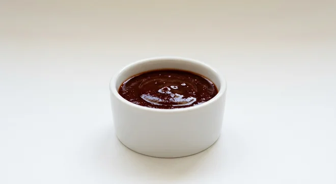 Wetherspoon Korean Sauce Dip, Korean-style BBQ sauce dip in a white ramekin, nutrition and calories