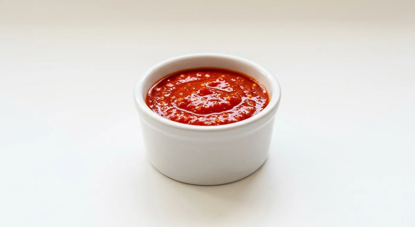 Wetherspoon Naga Chilli Dip, red naga chilli dip in a white ramekin, nutrition and calories