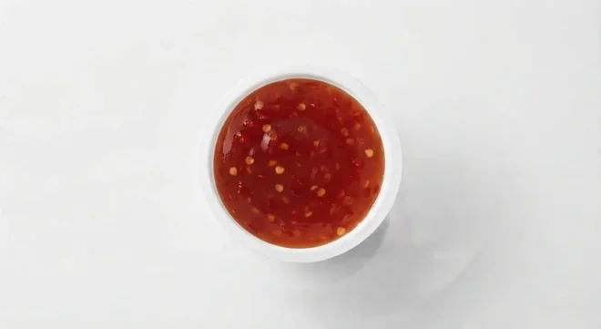 Wetherspoon Sweet Chilli Dip, sweet chilli dip in a small white pot, nutrition and calories