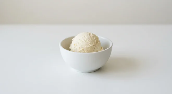 Wetherspoon Children's Ice Cream Pot, scoop of vanilla ice cream in a white bowl, nutrition and calories