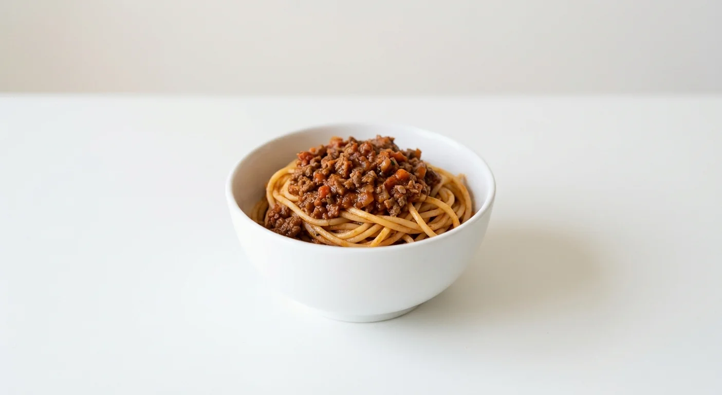 Wetherspoon Children's Spaghetti Bolognese, spaghetti bolognese in a white bowl, nutrition and calories