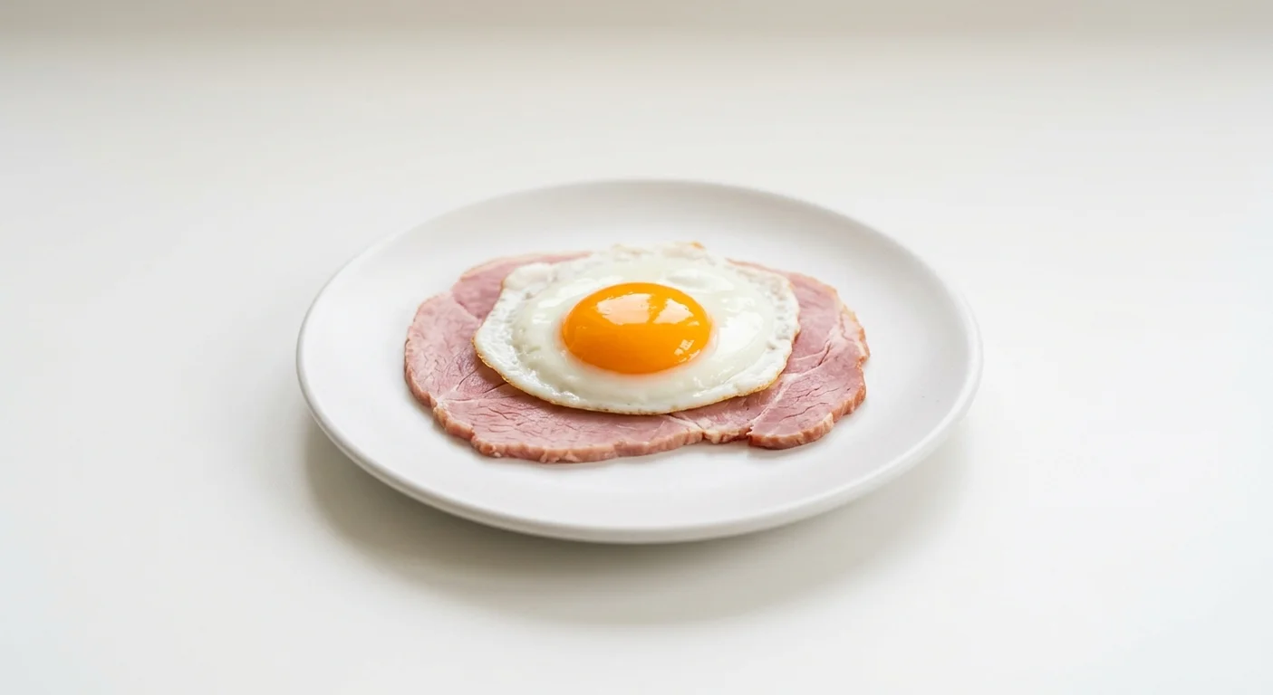Wetherspoon Children's Wiltshire Cured Ham & Fried Egg, slice of Wiltshire cured ham with a fried egg on a white plate, nutrition and calories