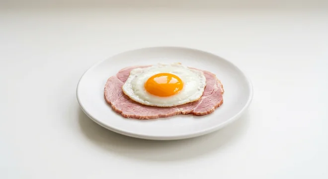 Wetherspoon Children's Wiltshire Cured Ham & Fried Egg, slice of Wiltshire cured ham with a fried egg on a white plate, nutrition and calories