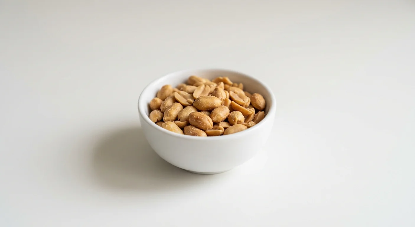 Wetherspoon Dormen Salted Peanuts, salted roasted peanuts in a white bowl, nutrition and calories
