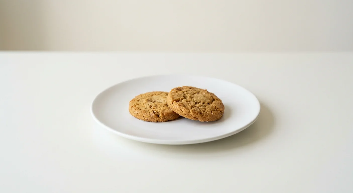 Wetherspoon Stem Ginger Biscuits, two stem ginger biscuits on a white plate, nutrition and calories