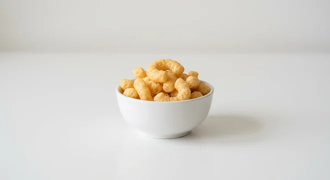 Wetherspoon Walkers Quavers Cheese, cheese curl snacks in a white bowl, nutrition and calories