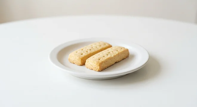 Wetherspoon Walkers Shortbread, two shortbread fingers on a white plate, nutrition and calories