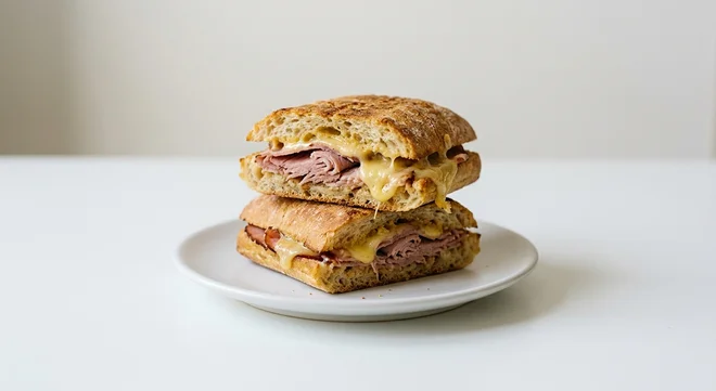 Wetherspoon Wiltshire Ham and Cheddar Ciabatta, toasted ciabatta filled with Wiltshire ham and cheddar on a white plate, nutrition and calories